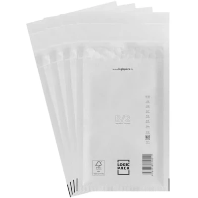 Afbeelding van LOGIC PACK 200 Zelfklevende Enveloppen met luchtkussenfolie B2 140 x 225 mm Wit, Verzendzakken Bubble, Luchtkussenzakken voor DIN A6