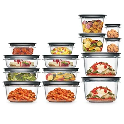 Afbeelding van Rubbermaid 2108373 Maaltijdvoorbereiding Premier voedselopslagcontainer, 28 delige set, kunststof, grijs