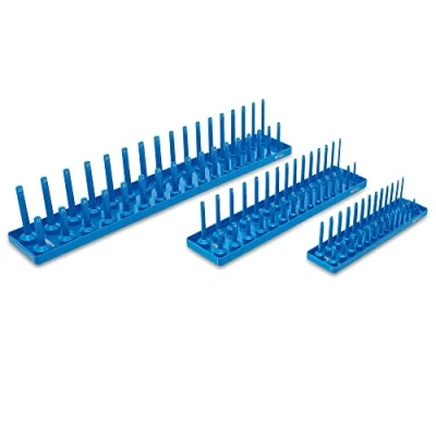 Afbeelding van BGS Speciaal doppen rekhouder Doppenrail voor 1/4 3/8 en 1/2 krachtdoppen dopsleutels set van 3 staande houders BGS67158