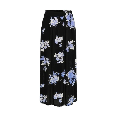 Afbeelding van Kaffe Kaedita Maxirok Black blue flower print, Dames, Maat: 38, print