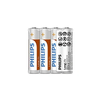 Afbeelding van Philips AAA Batterijen R03L4F Batterij Pack van 4 Zinkchloride Technologie 3 Jaar Houdbaarheid