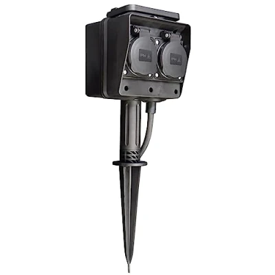 Afbeelding van Tuincontactdoos met 4 stopcontacten en grondpen IP44 Spatwaterdicht Kabellengte 3 meter