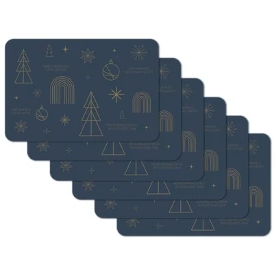 Afbeelding van Venilia Placemat Happy Holidays, placemats afwasbaar, tafelbescherming, placemats, vuil en waterafstotend, geschikt voor levensmiddelen, 45 cm x 30 cm, night blue Christmas Kerstmis, set van 6,