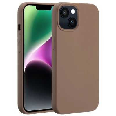 Afbeelding van Apple iPhone 14 MagSafe Hoesje Siliconen en TPU (zacht) Accezz Softcase/Backcover Lichtbruin Telefoonhoesje