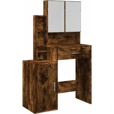 Afbeelding van vidaXL Kaptafel met kastje 80x35x132 cm gerookt eikenkleurig