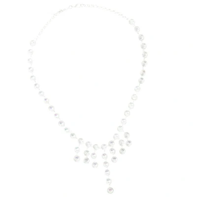 Afbeelding van Behave Dames ketting zilver kleur met multi stenen en hanger 40 cm