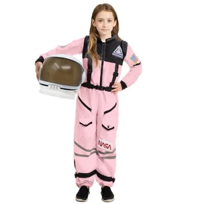 Afbeelding van Spooktacular Creations roze astronautenkostuum: ruimtepak met beweegbare astronautenhelm, perfect voor peuters, meisjes, Halloween, cosplay, themafeest, (5 7 jaar)