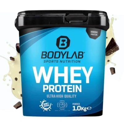 Afbeelding van Bodylab24 eiwitpoeder Whey Protein Stracciatella 1kg, eiwitshake voor krachttraining en fitness, poeder kan spieropbouw ondersteunen, Hoogwaardig met 80% eiwit, Aspartaamvrij