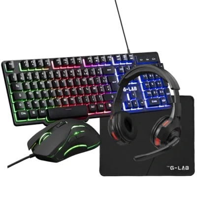 Afbeelding van THE G LAB Combo Sulfur 4 in 1 gaming pakket toetsenbord RGB, muis 3200 dpi, headset antislipmat, complete setup (nieuwe versie)
