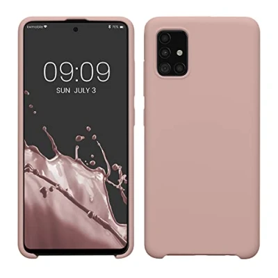 Afbeelding van kwmobile telefoonhoesje geschikt voor Samsung Galaxy A51 Hoesje met siliconen coating Smartphone case in licht oudroze