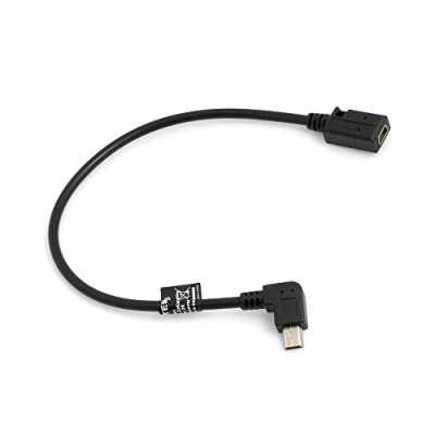 Afbeelding van System S mini USB kabel 90 rechts gehoekte hoekstekker naar aansluiting datakabel oplaadkabel 27 cm