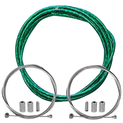 Afbeelding van cyclingcolors fietsremhuls met kabeleindkappen kit voor achter compatibel Shimano Sram cyclus stad weg mountainbike insert performance kabel (lasergroen)