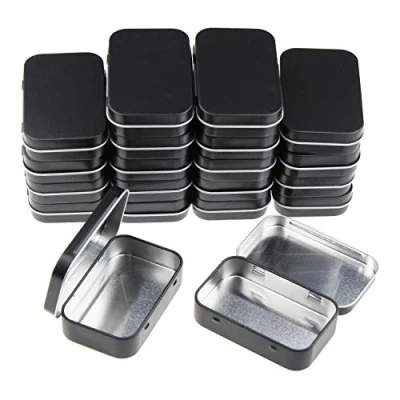 Afbeelding van Goodma 20 stuks rechthoekige metalen lege scharnierende blikken containers basisbenodigdheden Home Storage Organizer Mini Box Set, 95 x 62 mm (zwart)