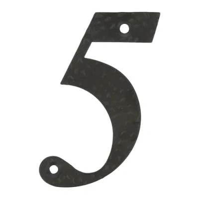 Afbeelding van AMIG Huisnummer 5 massief gesmeed staal 10cm incl. bijpassende schroeven zwart Huisnummers