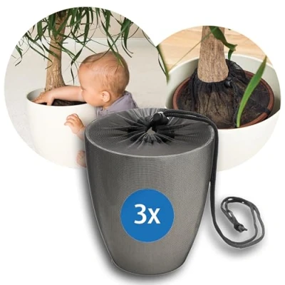 Afbeelding van reer Plantenbeschermingsnet, papieren zak, 3 stuks, voor bloempotten tot 30 cm diameter, zodat je kind geen potgrond eet