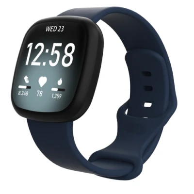 Afbeelding van Fitbit Versa 3 &amp; 4 / Sense 1 2 Sportbandje Donkerblauw Maat: S/M