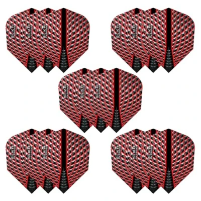 Afbeelding van Harrows Silika No6 dartpijlen 5 x sets (15 flights totaal) I 100 micron premium extra sterk gemaakt in het Verenigd Koninkrijk, professionele dartaccessoires, rode
