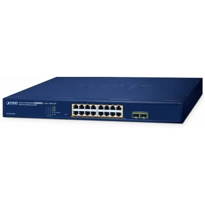 Afbeelding van Planet Switch Websmart 19&quot; 16 poorten Giga PoE +2 xSFP 240W (16 Havens), Netwerkschakelaar