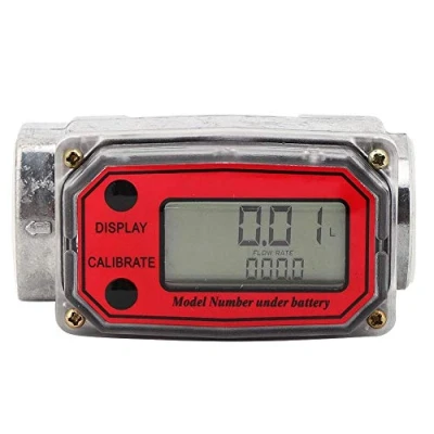 Afbeelding van 2,5 cm NPT Fuel Flow Meter, 15 120L Mini Digitale Turbine Flowmeter voor, Kerosene, Benzine (Rood)