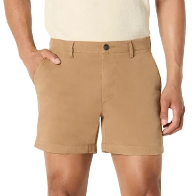 Afbeelding van Goodthreads Heren 5&quot; binnenbeenlengte Flat Front Stretch Chino Shorts, donker britse kaki, 32