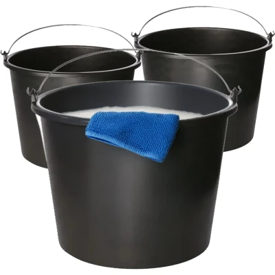 Afbeelding van 5x Stevige huishoud emmers 12 liter Schoonmaak emmer Bouwemmer Zwart