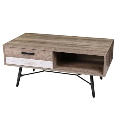 Afbeelding van VERSIERDE SALONTAFEL MET ZWARTE METALEN STRUCTUUR 110X60XH49CM