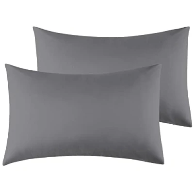Afbeelding van Kussenslopen Voor Tweepersoonsbed 50 x 80 cm, Set van 2 Microvezel met Envelopsluiting Donkergrijs