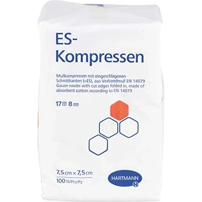 Afbeelding van ES kompressen niet steriel 7,5 x cm 8 voudig 100