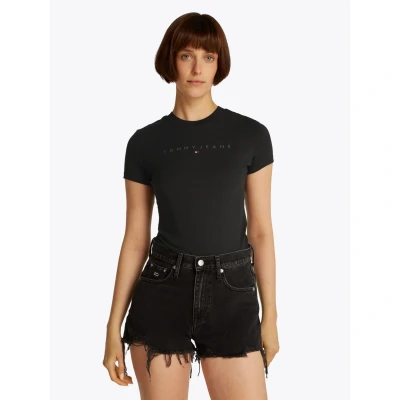 Afbeelding van Tommy Jeans Curve T shirt TJW SLIM TONAL LINEAR TEE EXT in grote maten, logo print, figuuraccentuerend