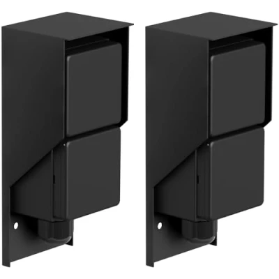 Afbeelding van ledscom.de 2 stuks PIWI opbouwcontactdoos voor buiten, IP44, voudig, zwart, verticaal