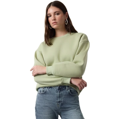 Afbeelding van Trendyol Fuchsia Dikke Fleece Normale/Normale Pasvorm Basic Gebreid Sweatshirt Met Ronde Hals Twoaw24Sw00101