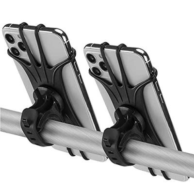 Afbeelding van Kinizuxi Fietstelefoonhouder, 2 stuks, universele fiets telefoonhouder stuur, 360 rotatie siliconen fietstelefoonhouder voor compatibel met iPhone Samsung alle telefoons
