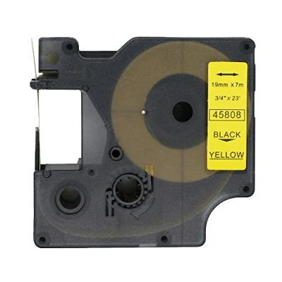 Afbeelding van BROVACS 1 Pack Zwart op Geel Label Tape Compatibel voor DYMO D1 45808 19mm 3/4&quot; OPA2308