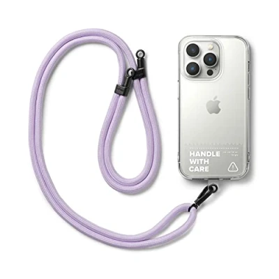 Afbeelding van Ringke Holder Link Strap met Klaar TPU Tag, Verstelbare Crossbody Polyester Touw Lanyard Compatibel Universele Smartphone Hoes Purple