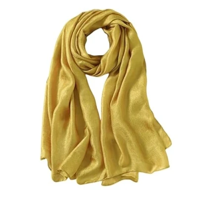 Afbeelding van Lina &amp; Lily Lange sjaal voor dames, stola, vederlicht met glans glans, goud, One size