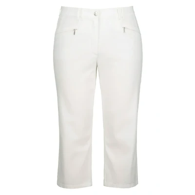 Afbeelding van Ulla Popken Dames Hose Mony, Wadenlang, Zipptaschen, Stretch Broek, Schneeweiß, 45W / 32L