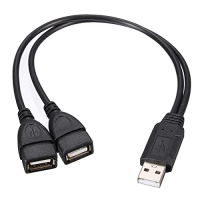 Afbeelding van Tutoy USB 2.0 A Male naar 2 Dual Jack Vrouwelijke Y Splitter Hub Kabel Adapter Netsnoer