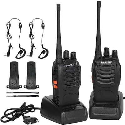 Afbeelding van Walkie Talkie 16 kanalen CTCSS/DCS FM, 1500 MAh batterij, max. Spreekbereik 5 km. km, professionele radio met handsfree faciliteit.