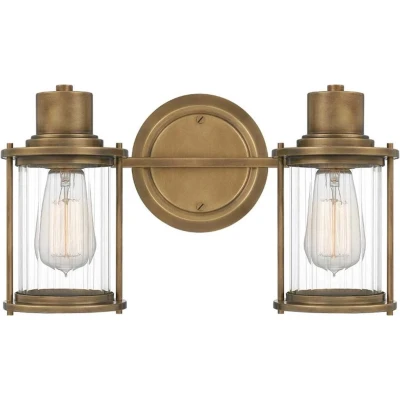Afbeelding van Quoizel LED Badkamerarmatuur Riggs 2X E27 Max 40W IP44 Weathered Brass