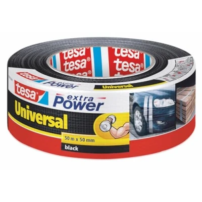 Afbeelding van tesa Extra Power Universal sterk klevende ducttape Textieltape voor universeel gebruik Zwart 50 mm x m