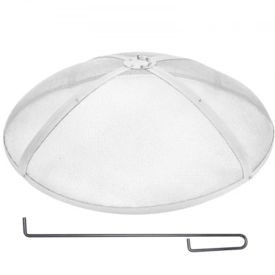 Afbeelding van VEVOR Vuurkorf vonkscherm rond 30 inch, versterkte zware stalen metalen afdekking, buiten vuurkorfdeksel, gemakkelijk te openen bovenste schermafdekkingen, met ringhandvat voor buiten, terras,