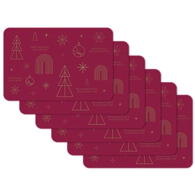 Afbeelding van Venilia Placemat Happy Holidays, Kerstmis tafelbescherming, afwasbaar, vuil en waterafstotend, geschikt voor levensmiddelen, bordeaux, set van 6, 45 cm x 30 cm,