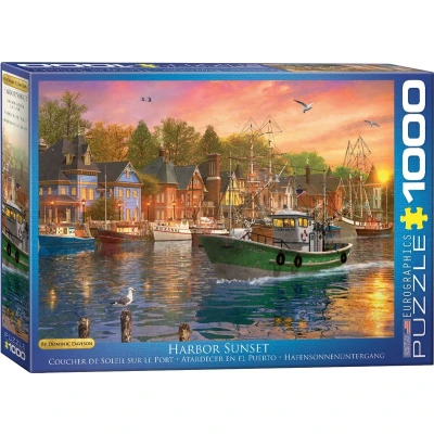 Afbeelding van Eurographics Harbor Sunset Puzzel voor kinderen, Maat: One Size, Multi coloured