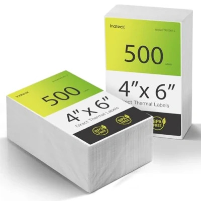 Afbeelding van Inateck Thermische verzendlabels, 100 x 150 mm, waterdichte verzendstickers, BPA/BPS vrij, 1000 stuks