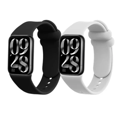 Afbeelding van kwmobile 2x horlogebandjes geschikt voor Xiaomi Mi band 8 Pro bandje Smartwatch bandjes van TPU Activity tracker horloge in zwart / wit