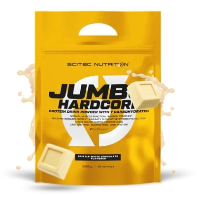 Afbeelding van Scitec Nutrition Jumbo Hardcore, High Protein Weight Gainer met Amino Select Matrix, Superfoods, Creatine en 7 koolhydraten, Glutenvrij Lactosevrij, 5355 g, Brosse witte chocolade