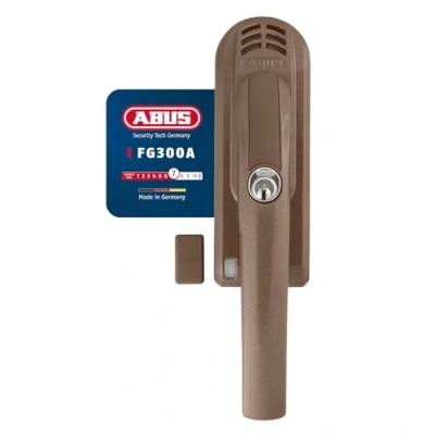 Afbeelding van ABUS Afsluitbare Raamgreep FG300A AL0125 Raamknop met Drukcilinder en Alarmfunctie, Gelijksluitend Veiligheidsniveau 7 71895 Bruin