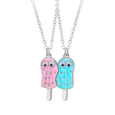 Afbeelding van Bixorp Friends BFF Ketting voor 2 met Ijsjes Zilverkleurig Koord &quot;Best Forever&quot; Vriendschapsketting Cadeau