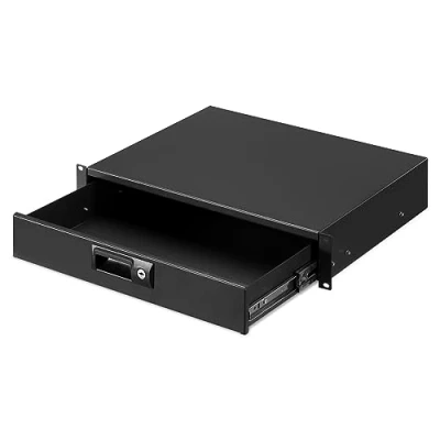 Afbeelding van kwmobile afsluitbare stalen lade serverkast 2U Voor 19&quot; Met sleutel Zwart