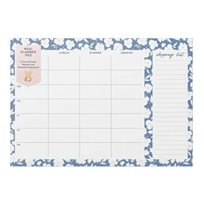 Afbeelding van Busy B Meal Planner pad Wekelijkse afscheurbare maaltijdplanner en boodschappenlijstjes met magneten Blauw